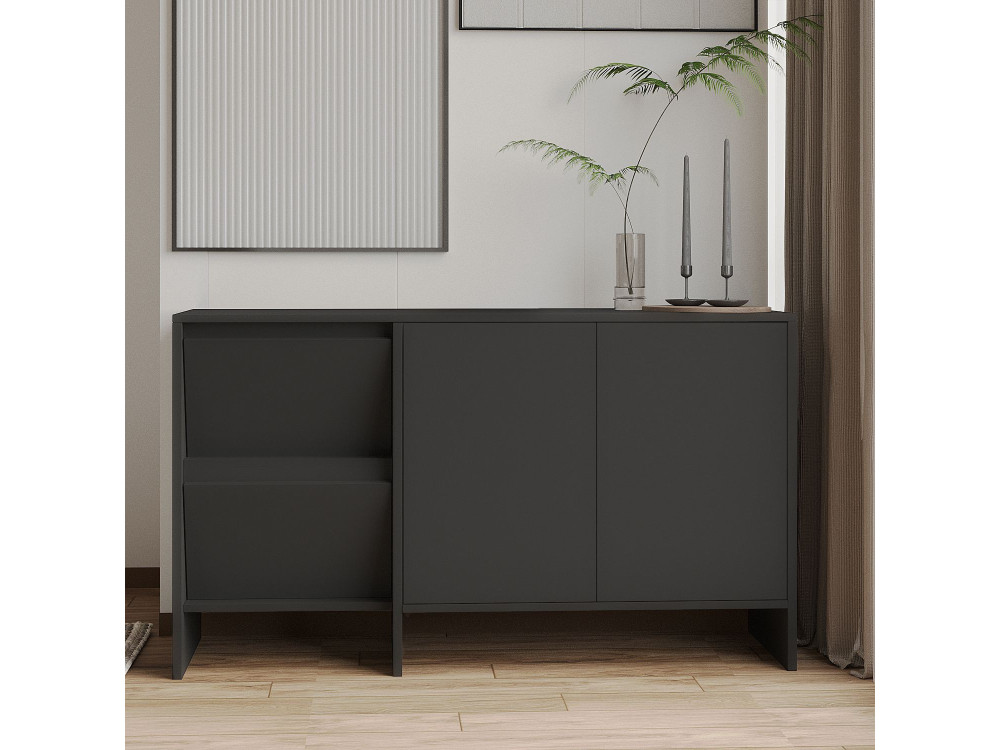 Houten dressoir Laris 130" - 130 x 44 x 82 cm - Antracietgrijs