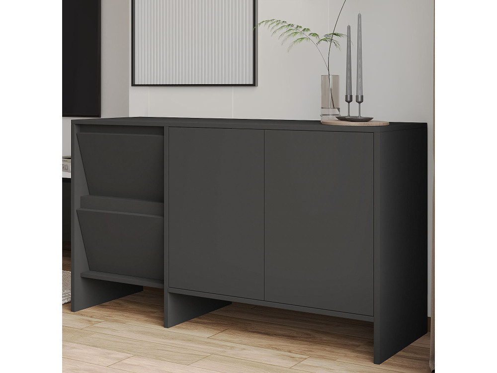 Houten dressoir Laris 130" - 130 x 44 x 82 cm - Antracietgrijs