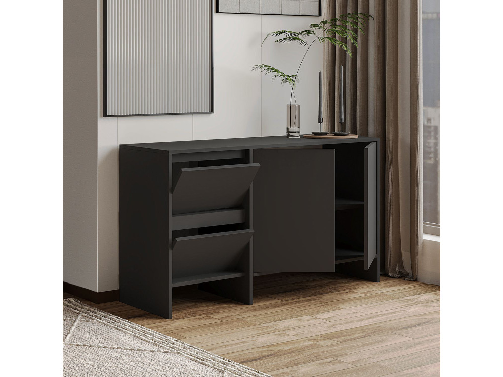 Houten dressoir Laris 130" - 130 x 44 x 82 cm - Antracietgrijs