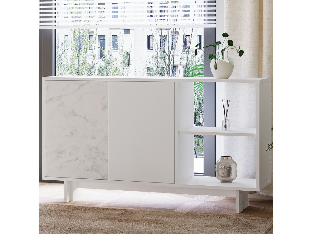 Houten buffetkast "Ravello" - 140 x 35 x 80 cm - Wit