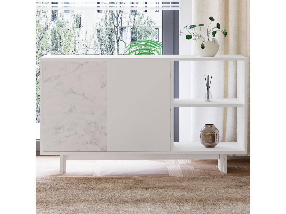 Houten buffetkast "Ravello" - 140 x 35 x 80 cm - Wit