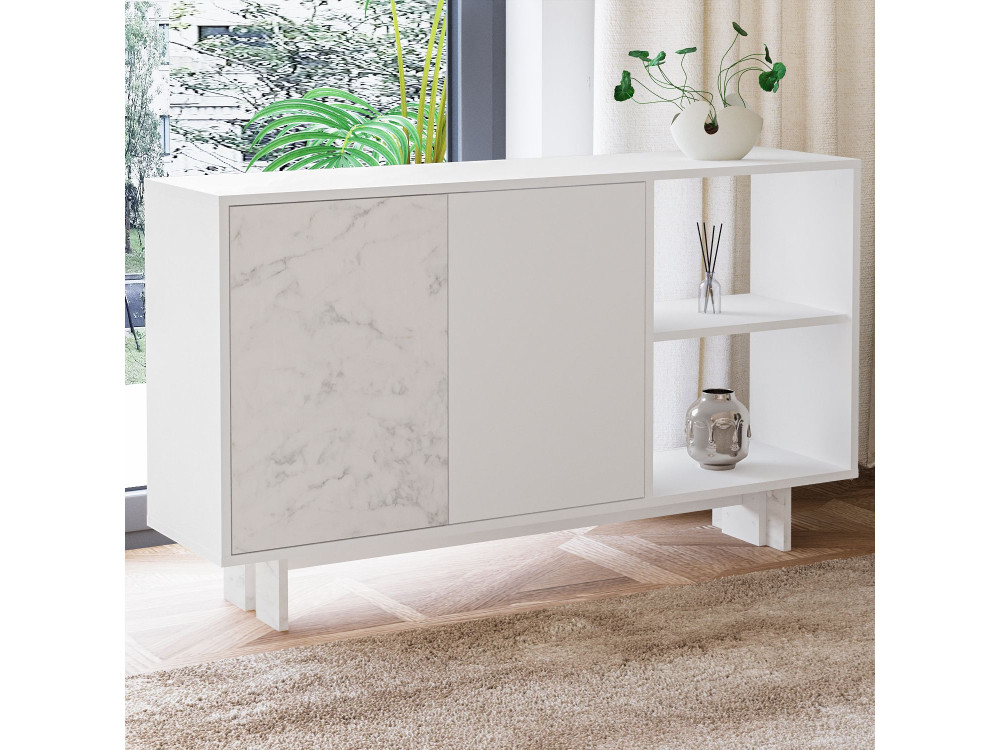 Houten buffetkast "Ravello" - 140 x 35 x 80 cm - Wit