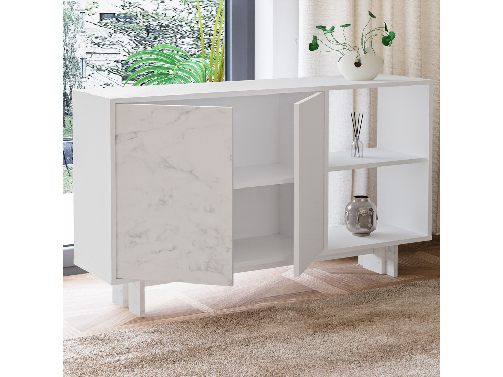 Houten buffetkast "Ravello" - 140 x 35 x 80 cm - Wit