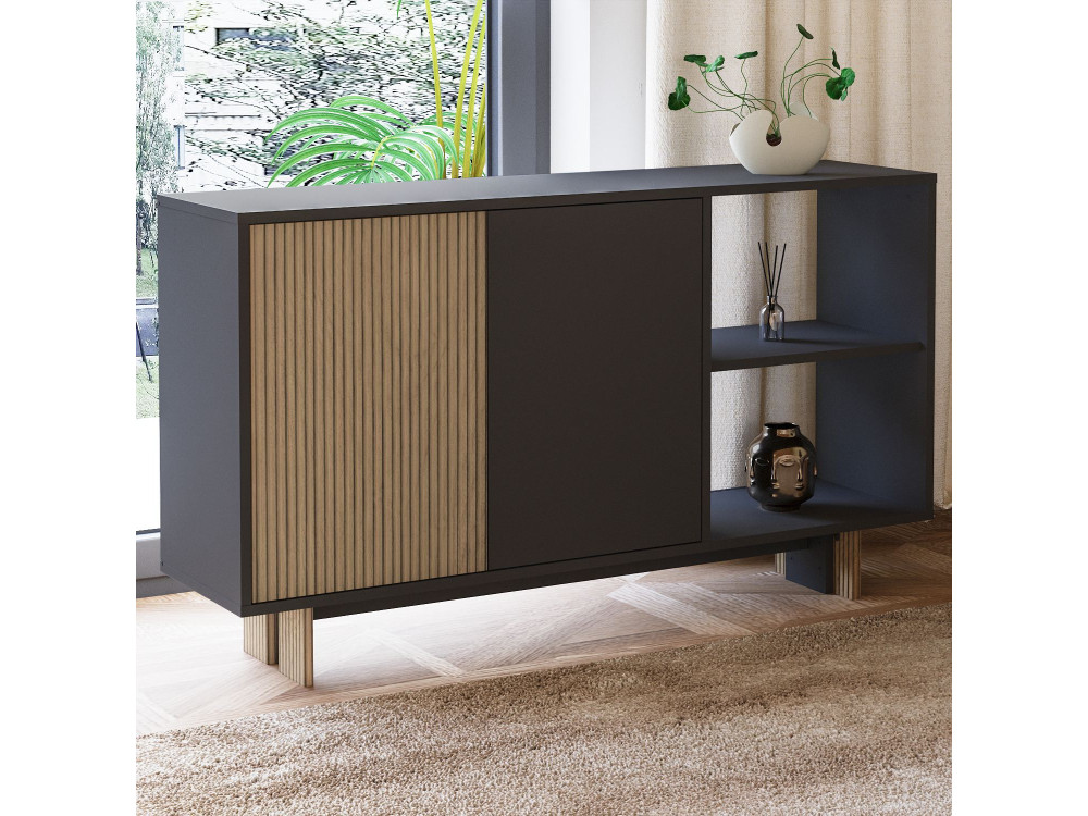 Houten buffetkast "Ravello" - 140 x 35 x 80 cm - Antracietgrijs
