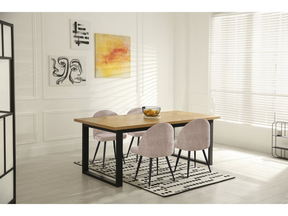 Set van 2 stoffen stoelen "Samuel" - 53 x 51 x 82 cm - Beige