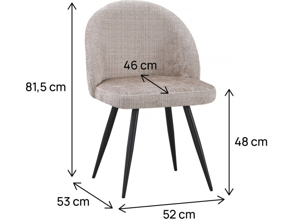 Set van 2 stoffen stoelen "Samuel" - 53 x 51 x 82 cm - Beige