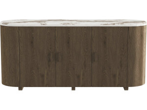 Houten dressoir met keramisch blad „Azya“ – 160 x 45 x 75 cm – bruin