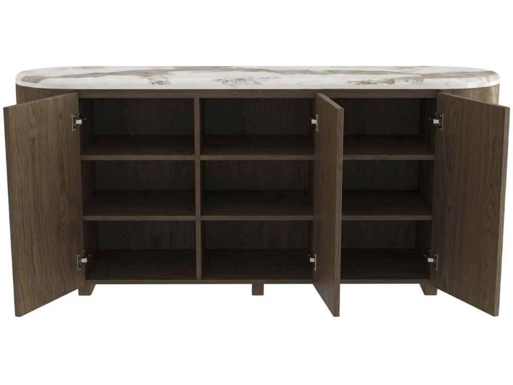 Houten dressoir met keramisch blad „Azya“ – 160 x 45 x 75 cm – bruin