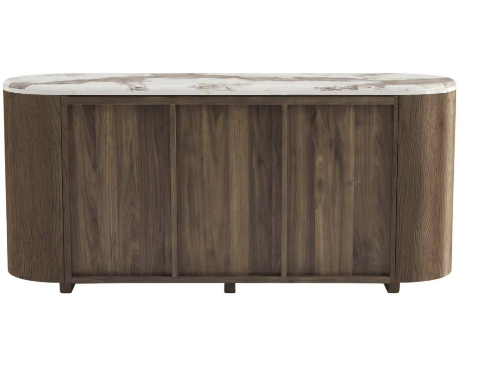 Houten dressoir met keramisch blad „Azya“ – 160 x 45 x 75 cm – bruin