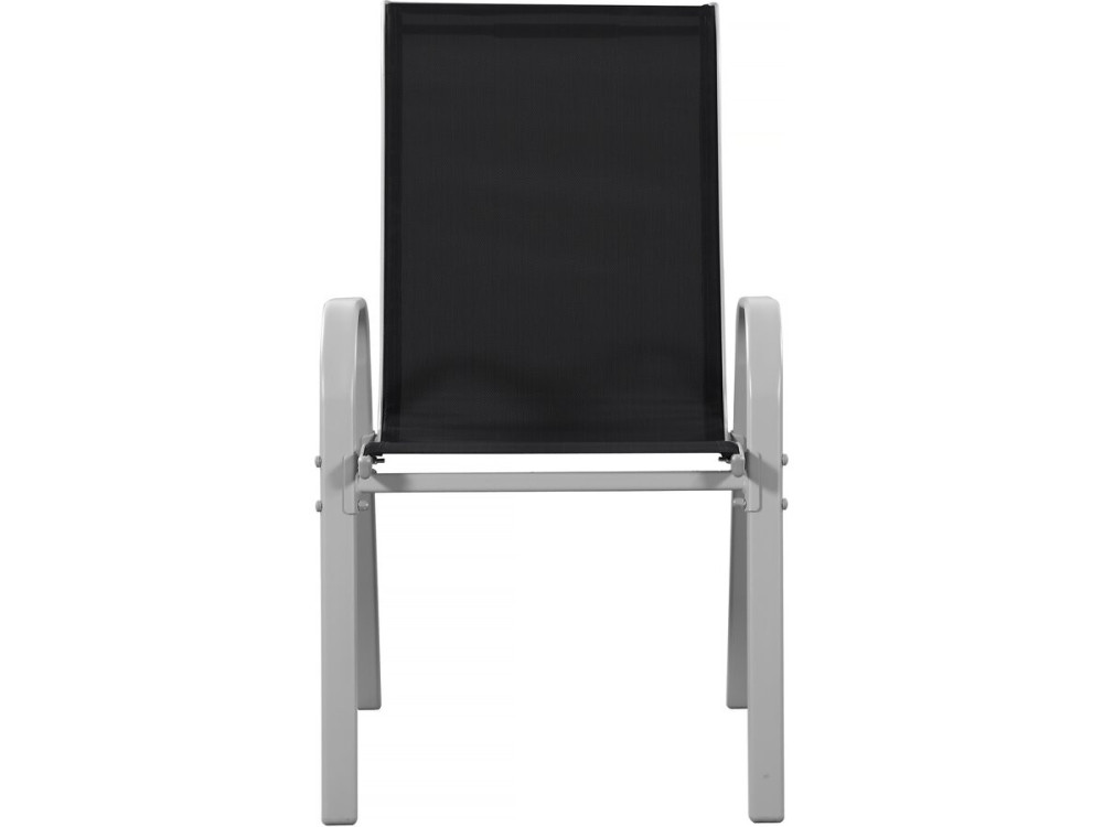 Tuinstoel "Cordoba" stoel fauteuil outdoor textileen - Phoenix - Zwart - Set 2 stuks