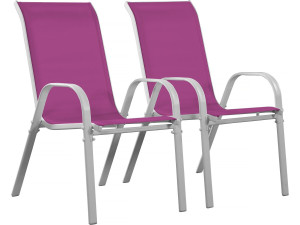 Tuinstoel "Cordoba" stoel fauteuil outdoor textileen - Phoenix - Rose - Set 2 stuks