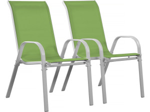 Tuinstoel "Cordoba" stoel fauteuil outdoor textileen - Phoenix - Groen - Set 2 stuks