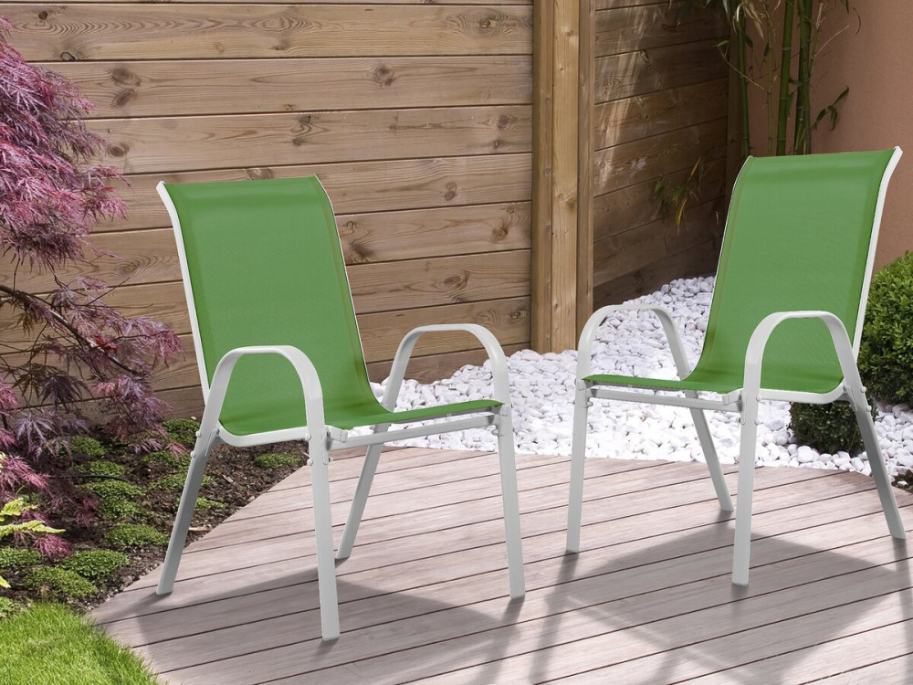 Tuinstoel "Cordoba" stoel fauteuil outdoor textileen - Phoenix - Groen - Set 2 stuks