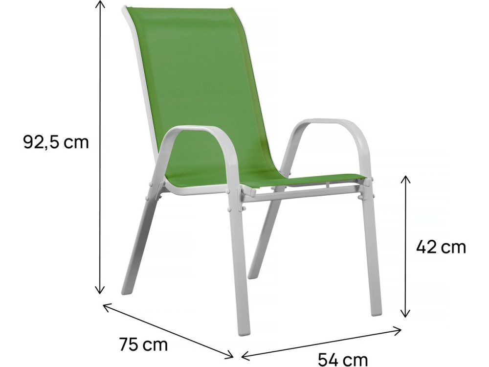 Tuinstoel "Cordoba" stoel fauteuil outdoor textileen - Phoenix - Groen - Set 2 stuks