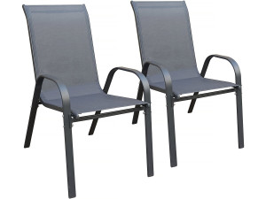 Tuinstoel "Cordoba" stoel fauteuil outdoor textileen - Phoenix - Set 2 stuks - Antraciet