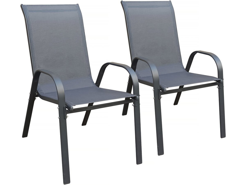 Tuinstoel "Cordoba" stoel fauteuil outdoor textileen - Phoenix - Set 2 stuks - Antraciet