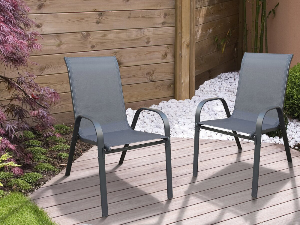 Tuinstoel "Cordoba" stoel fauteuil outdoor textileen - Phoenix - Set 2 stuks - Antraciet