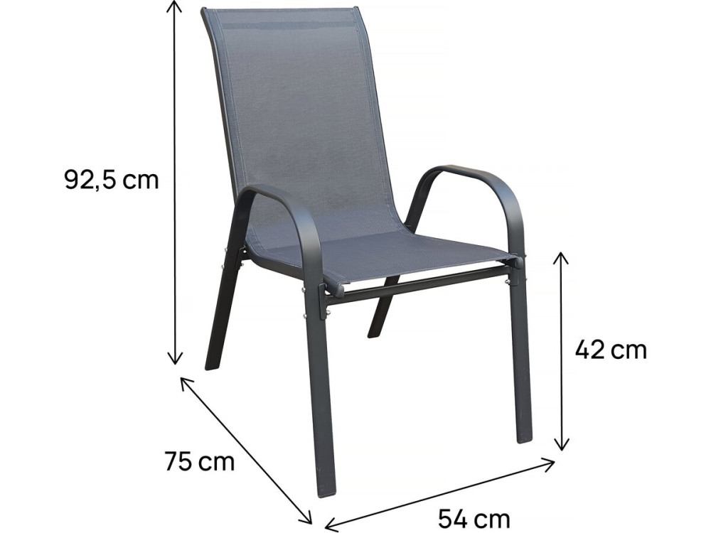 Tuinstoel "Cordoba" stoel fauteuil outdoor textileen - Phoenix - Set 2 stuks - Antraciet