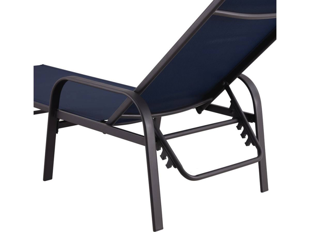 Ligbed set 2 ligstoelen metaal "Farniente" - Blauw donkerblauw