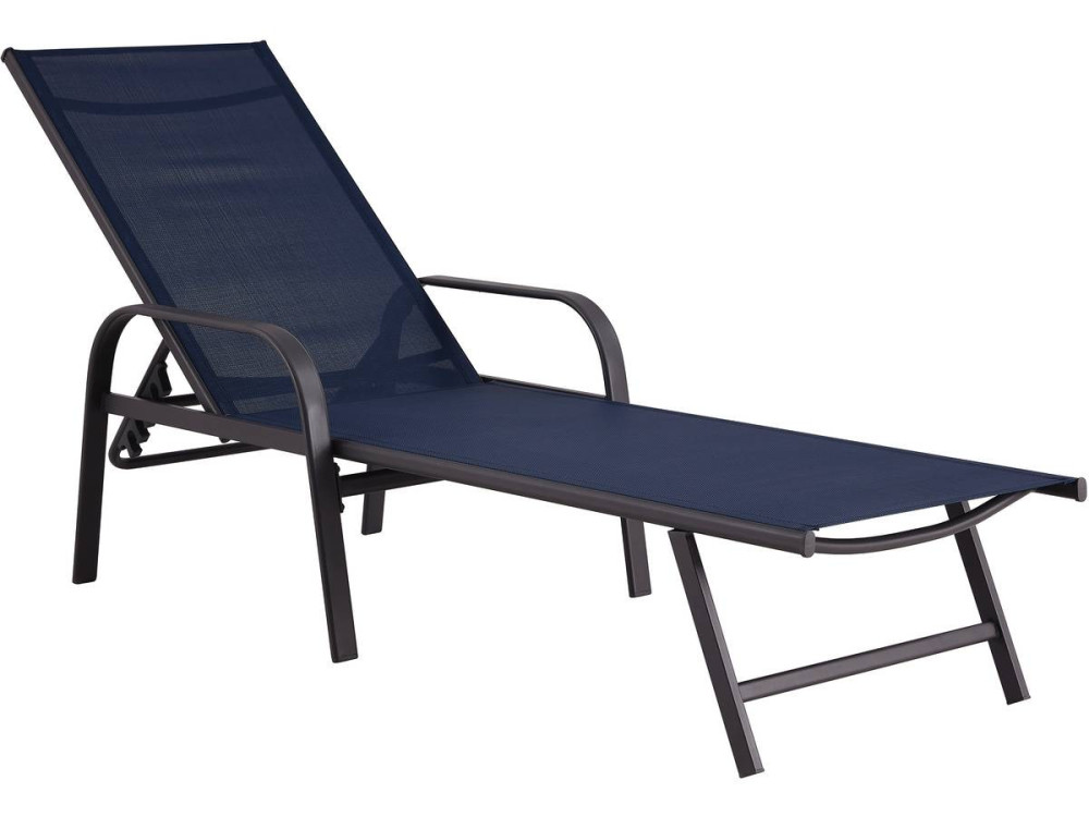 Ligbed set 2 ligstoelen metaal "Farniente" - Blauw donkerblauw