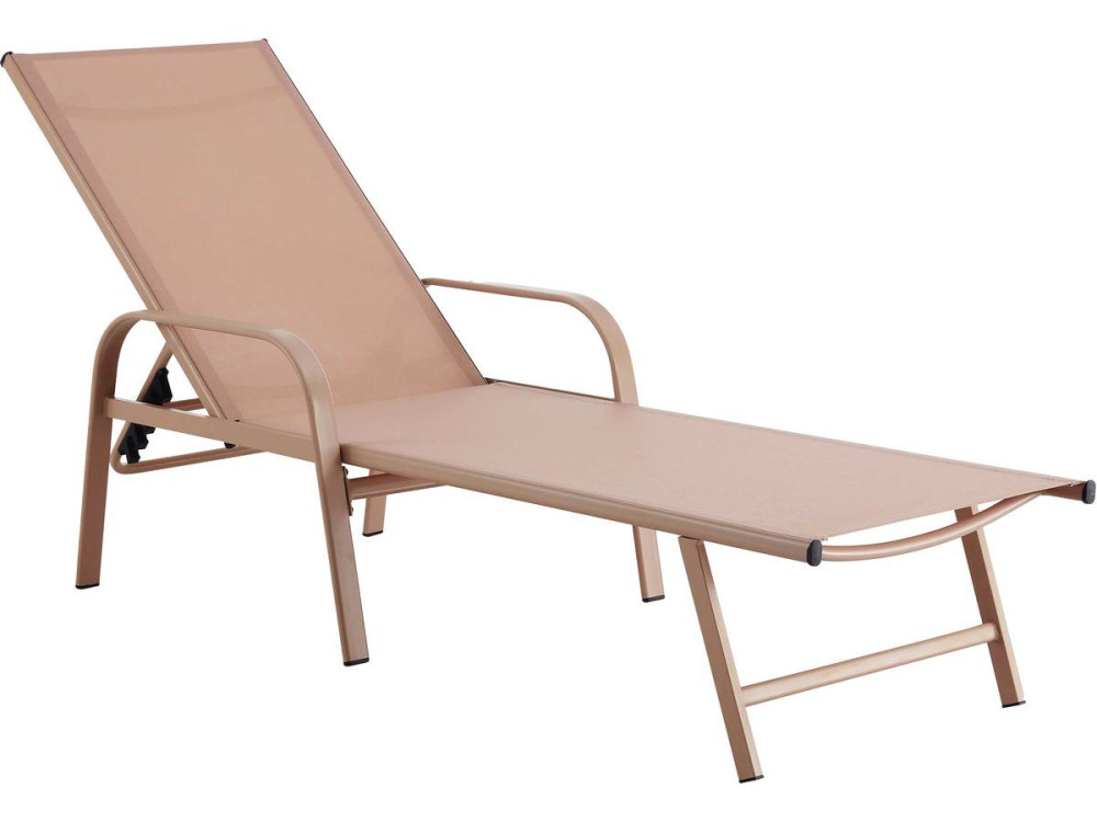 Ligbed set 2 ligstoelen metaal "Farniente" - Bruin - kastanjebruin