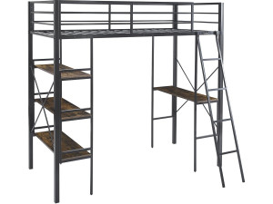 Hoogslaper met metalen bureau „Raphaël“ - 190 x 90 cm - Zwart