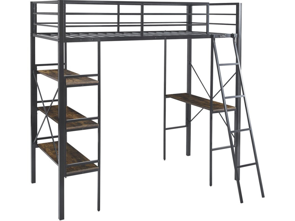Hoogslaper met metalen bureau „Raphaël“ - 190 x 90 cm - Zwart