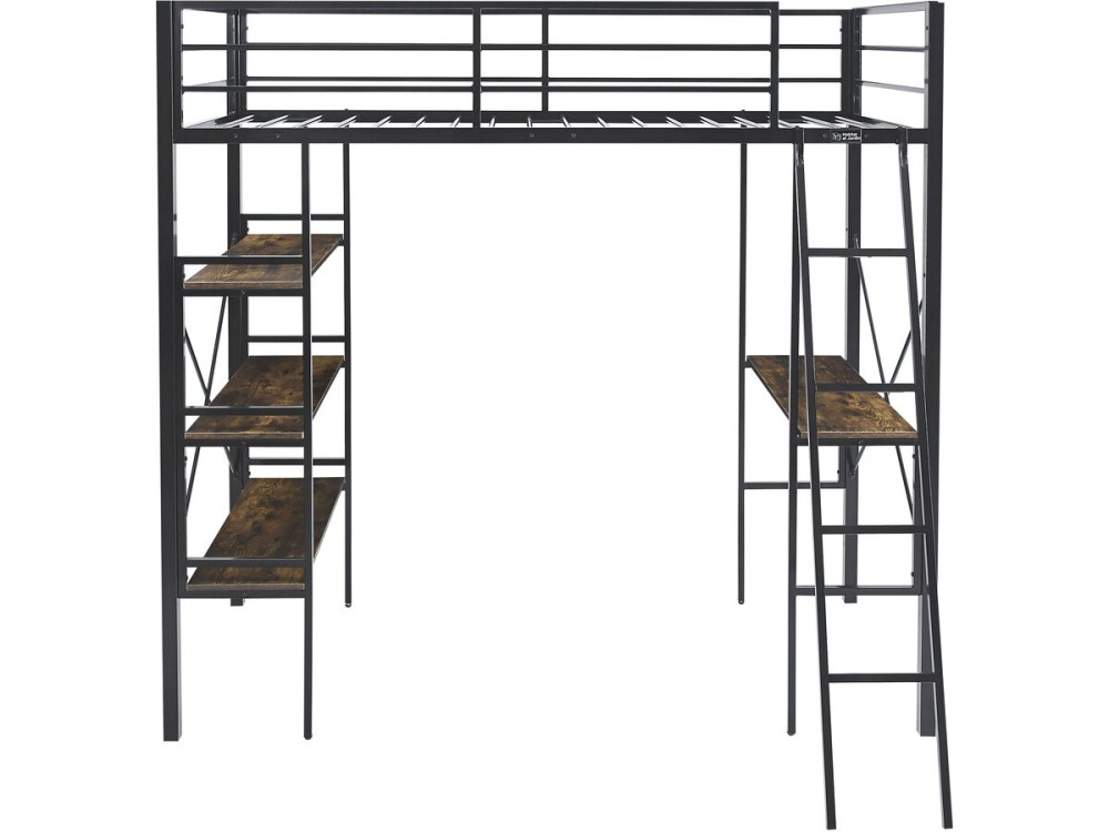 Hoogslaper met metalen bureau „Raphaël“ - 190 x 90 cm - Zwart