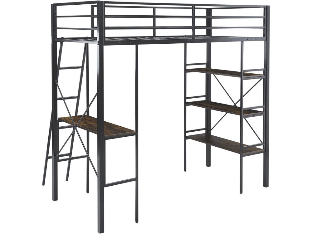 Hoogslaper met metalen bureau „Raphaël“ - 190 x 90 cm - Zwart