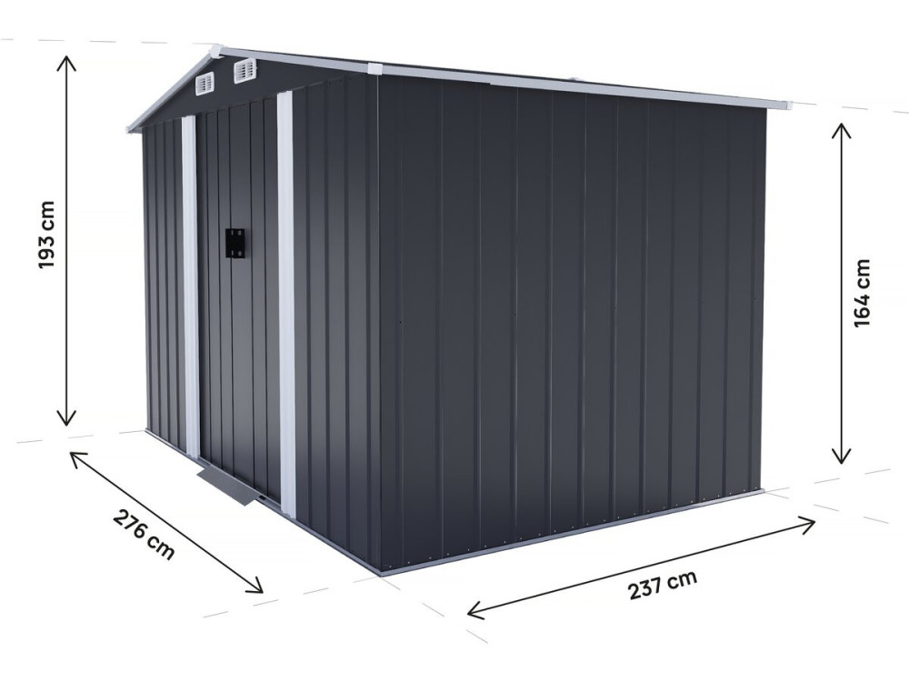 Metalen tuinhuis "Boston" met schuifdeur - 6,54 m² - Grijs