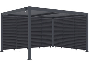 Bioklimatische pergola met 7 aluminium lamellen "Windsor" - 3 x 4 m - Grijs