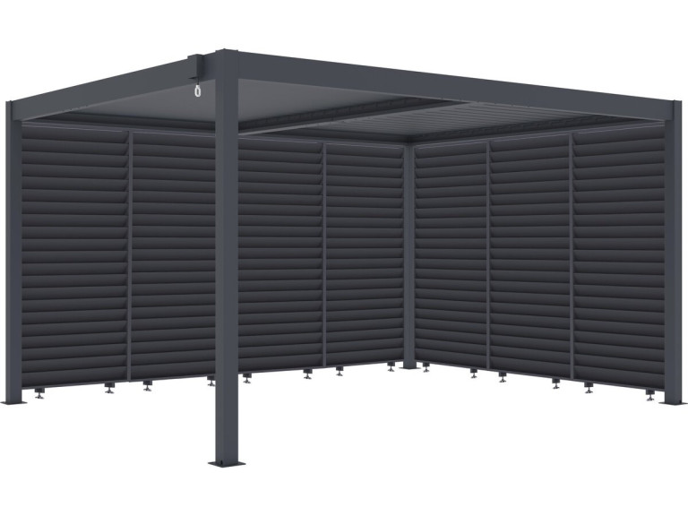 Bioklimatische pergola met 7 aluminium lamellen "Windsor" - 3 x 4 m - Grijs