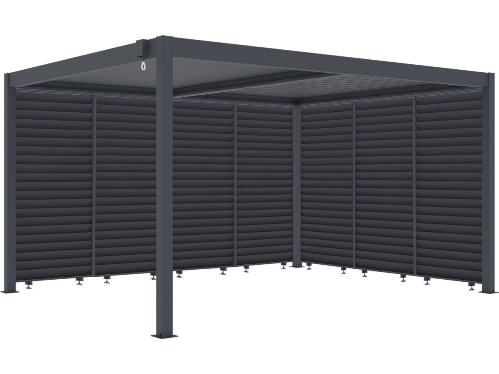 Bioklimatische pergola met 7 aluminium lamellen "Windsor" - 3 x 4 m - Grijs