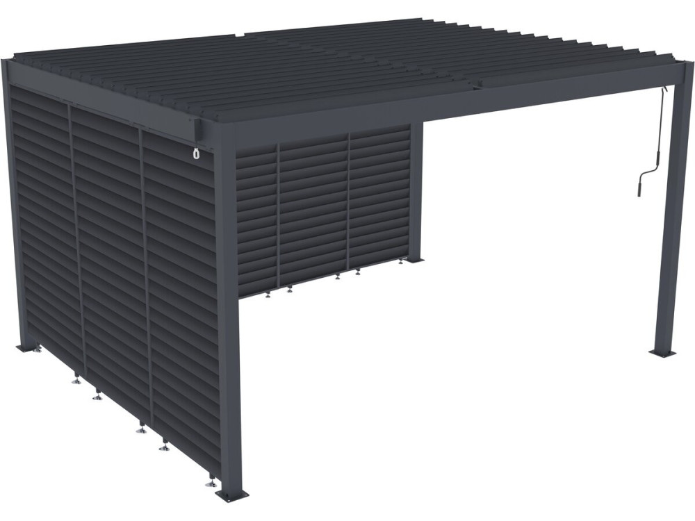 Bioklimatische pergola met 7 aluminium lamellen "Windsor" - 3 x 4 m - Grijs