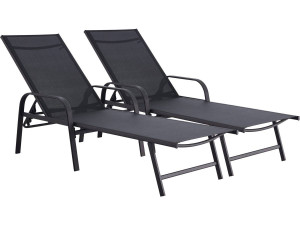 Ligbed set 2 ligstoelen metaal "Farniente" - Zwart