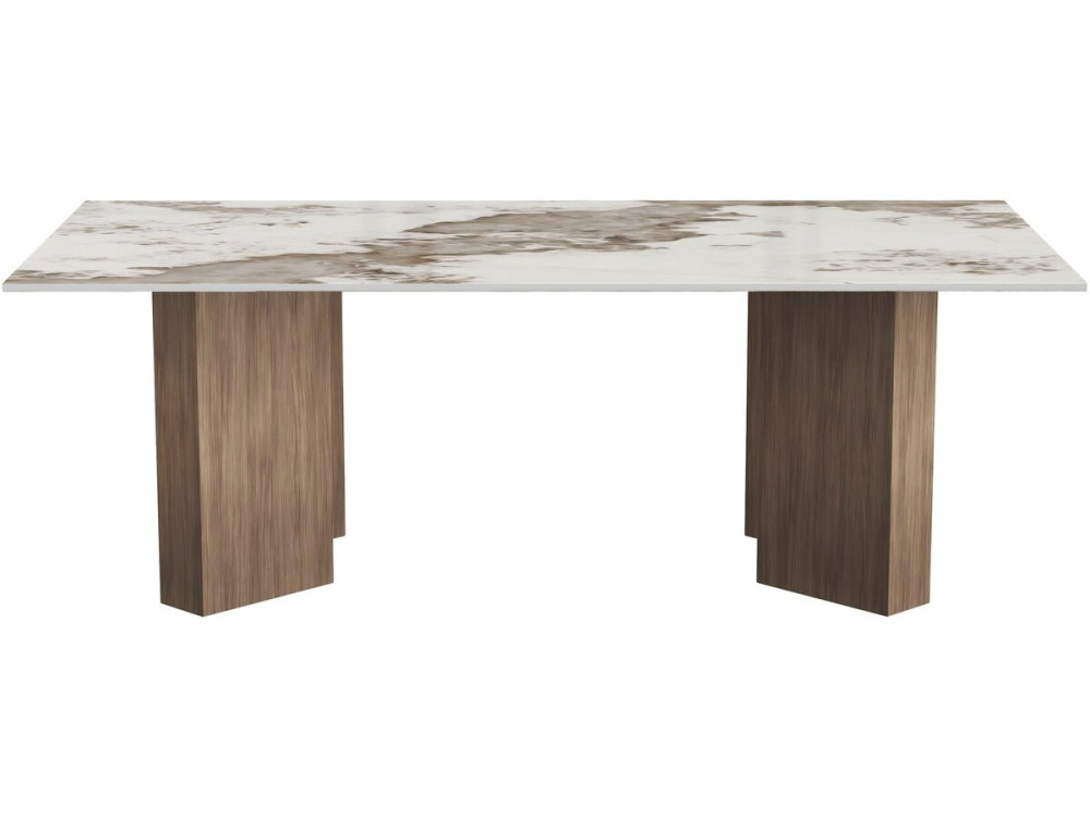 Houten salontafel met keramisch tafelblad "Elma" - 120 x 60 x 40 cm - Bruin