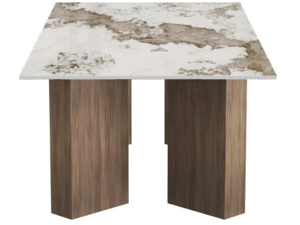 Houten salontafel met keramisch tafelblad "Elma" - 120 x 60 x 40 cm - Bruin