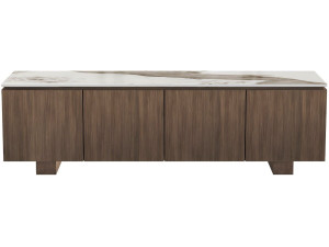 Houten tv-meubel met keramisch blad "Elma" - 160 x 45 x 45 cm - Bruin