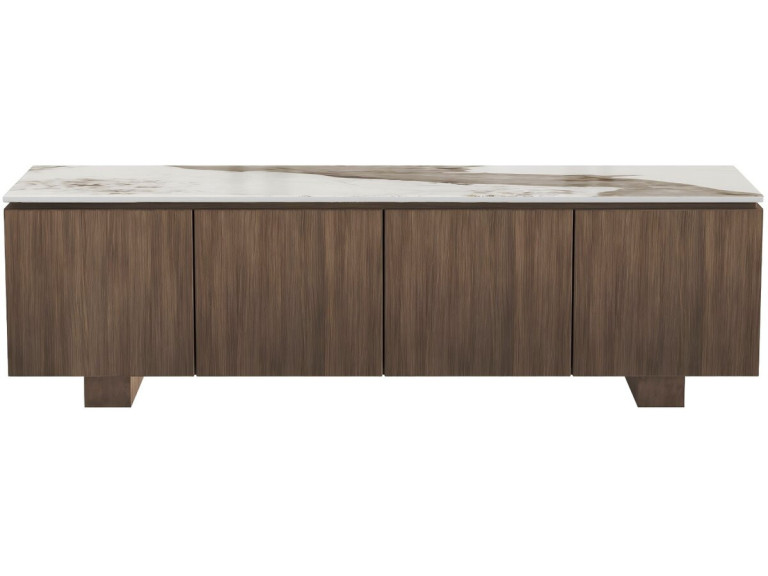 Houten tv-meubel met keramisch blad "Elma" - 160 x 45 x 45 cm - Bruin