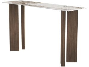 Houten consoletafel met keramisch blad "Elma" - 140 x 40 x 80 cm - Bruin
