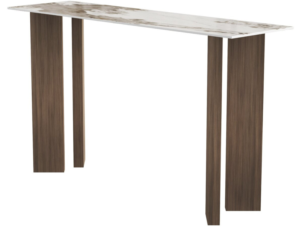 Houten consoletafel met keramisch blad "Elma" - 140 x 40 x 80 cm - Bruin