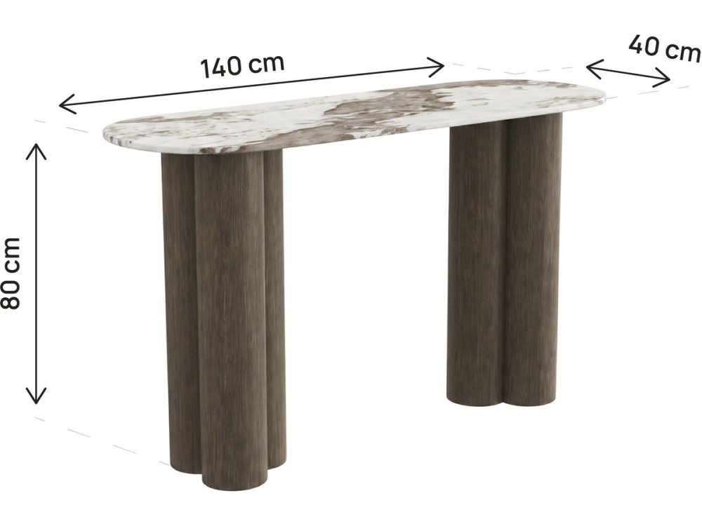 Bijzettafel met keramisch blad "Zora" - 140 cm - Bruin