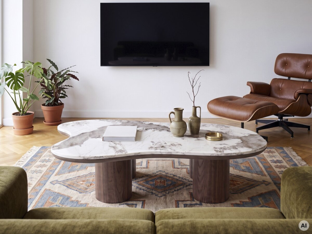Houten salontafel met keramisch blad "Kora" - 120 cm - Bruin