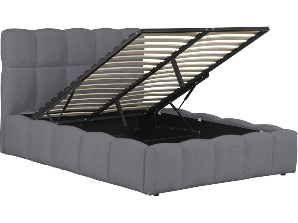 Opbergbed "Davos" - Wit Couleur Gris Taille 140 x 190 cm