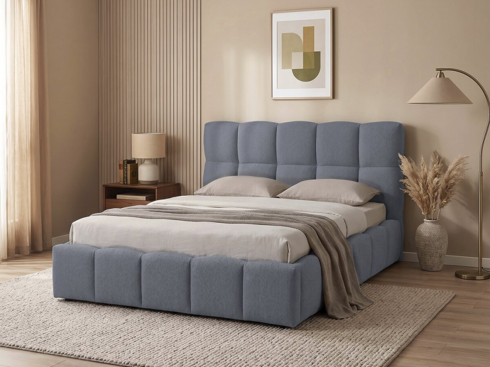 Opbergbed "Davos" - Wit Couleur Gris Taille 160 x 200 cm