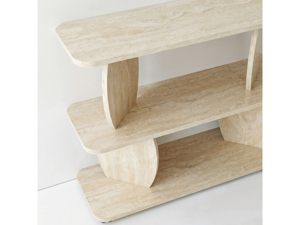 Houten bijzettafel "Armonia" - 90 x 30 x 70 cm - Travertijn