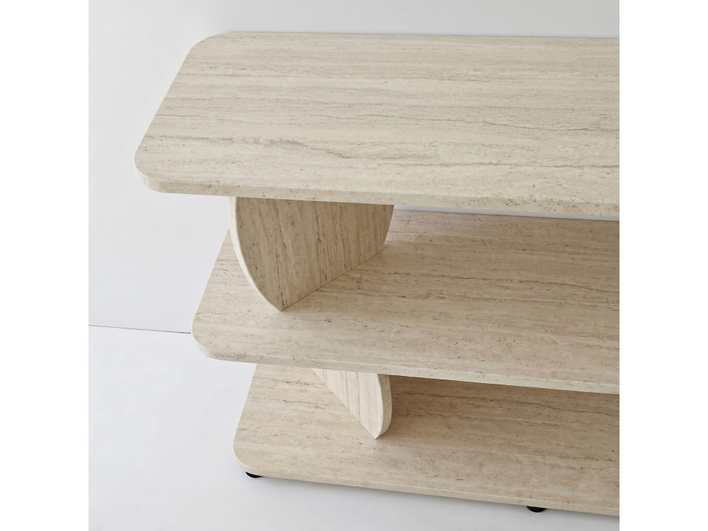 Houten bijzettafel "Armonia" - 90 x 30 x 70 cm - Travertijn