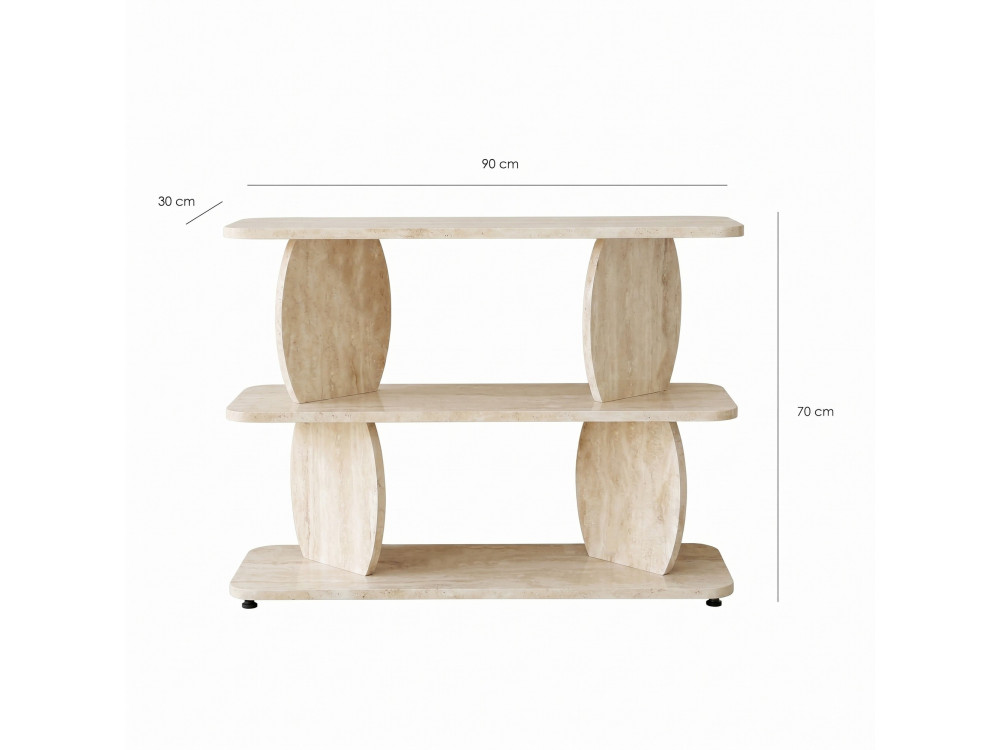 Houten bijzettafel "Armonia" - 90 x 30 x 70 cm - Travertijn