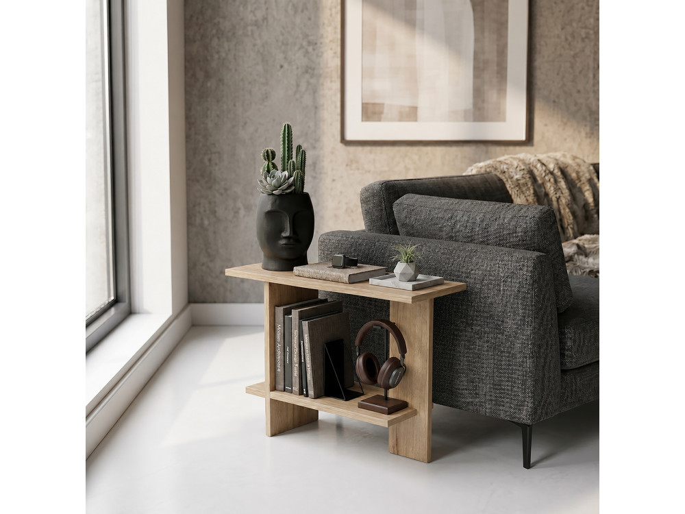 Houten bijzettafel "Essenziale" - 80 x 30 x 55 cm - Saphir-eik