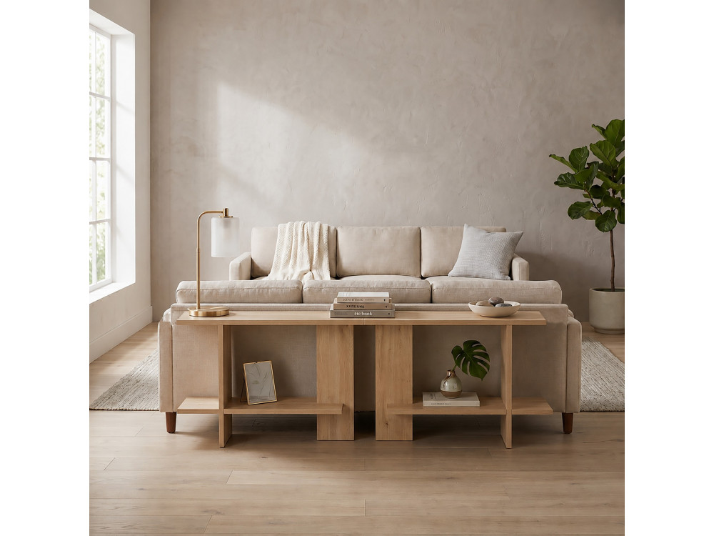 Houten bijzettafel "Essenziale" - 80 x 30 x 55 cm - Saphir-eik